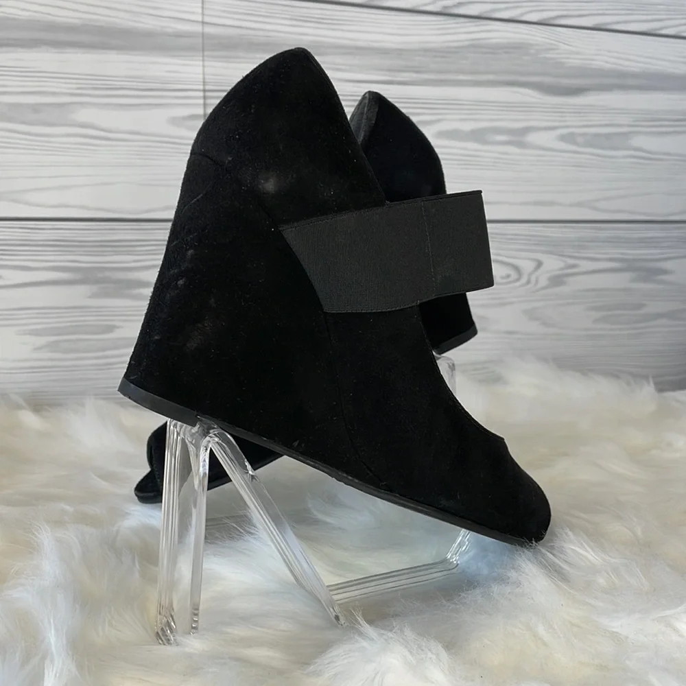 Stuart Weitzman Suede Peep-Toe Wedges‎